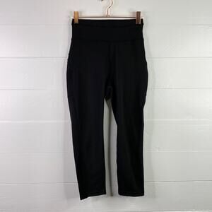 POP FIT Black Workout‎ Gym Capri Leggings With Pockets Size XS